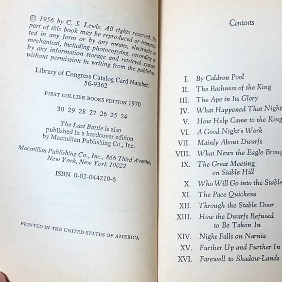 Chronicles of Narnia Book 7 The Last Battle C.S. Lewis 1970 Vintage Paperback - Picture 3 of 4